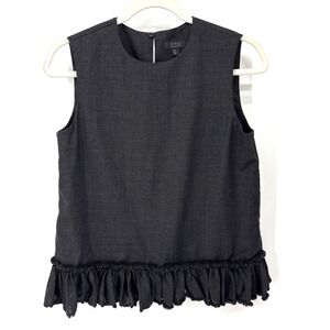 COS Sleeveless Top Womens 6 Dark Gray Wool Ruffle Peplum Career Interview